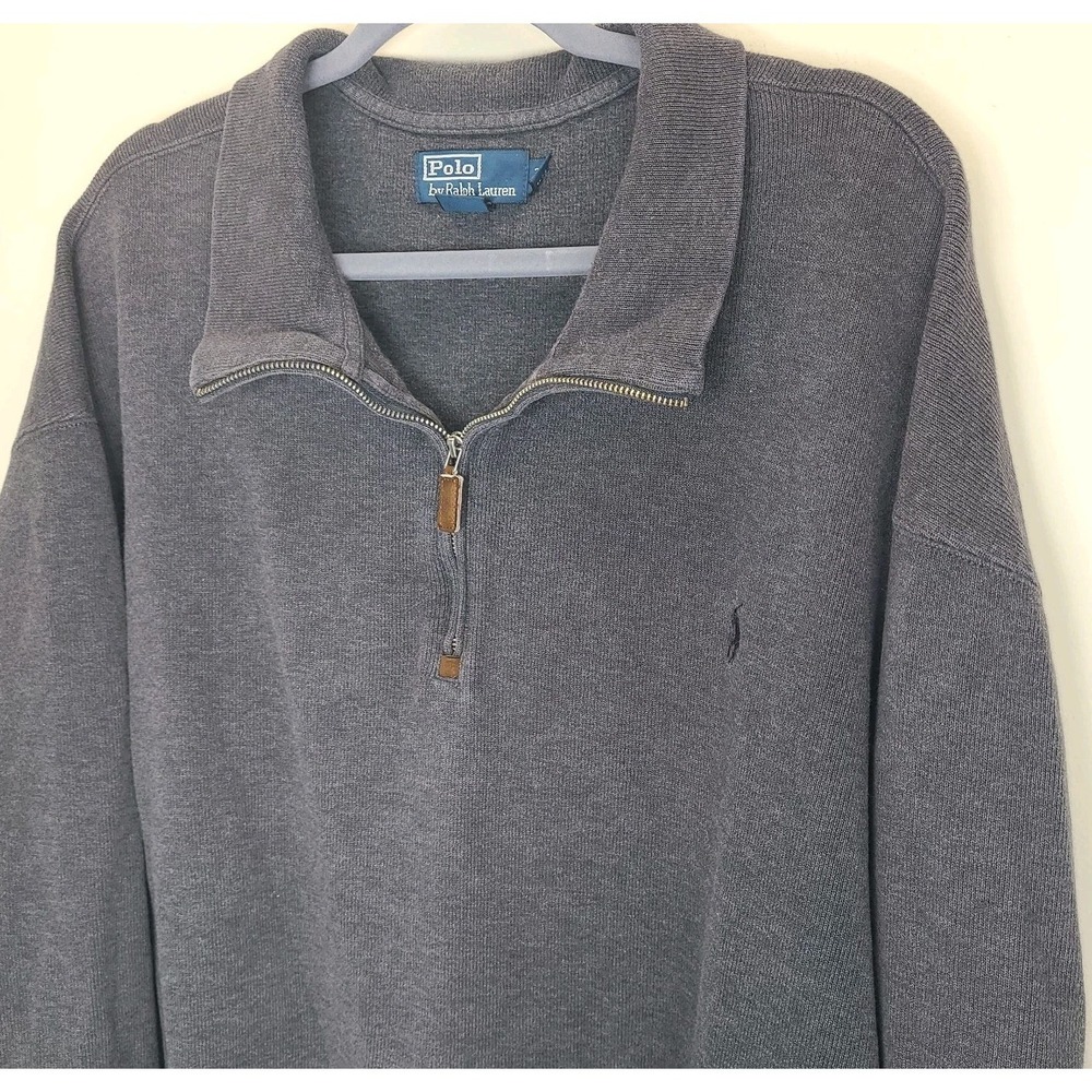 Polo Ralph Lauren Quarter Zip Pullover Mens 3XB Gray Big Tall Soft Sweater